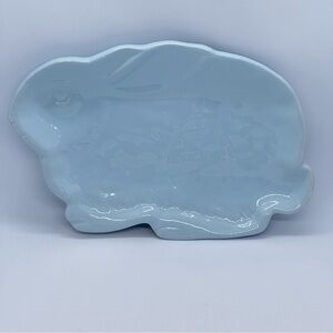 Magenta Exclusive Light Blue Bunny Rabbit Plate Dish 10"L x 6.75"W Easter Decor